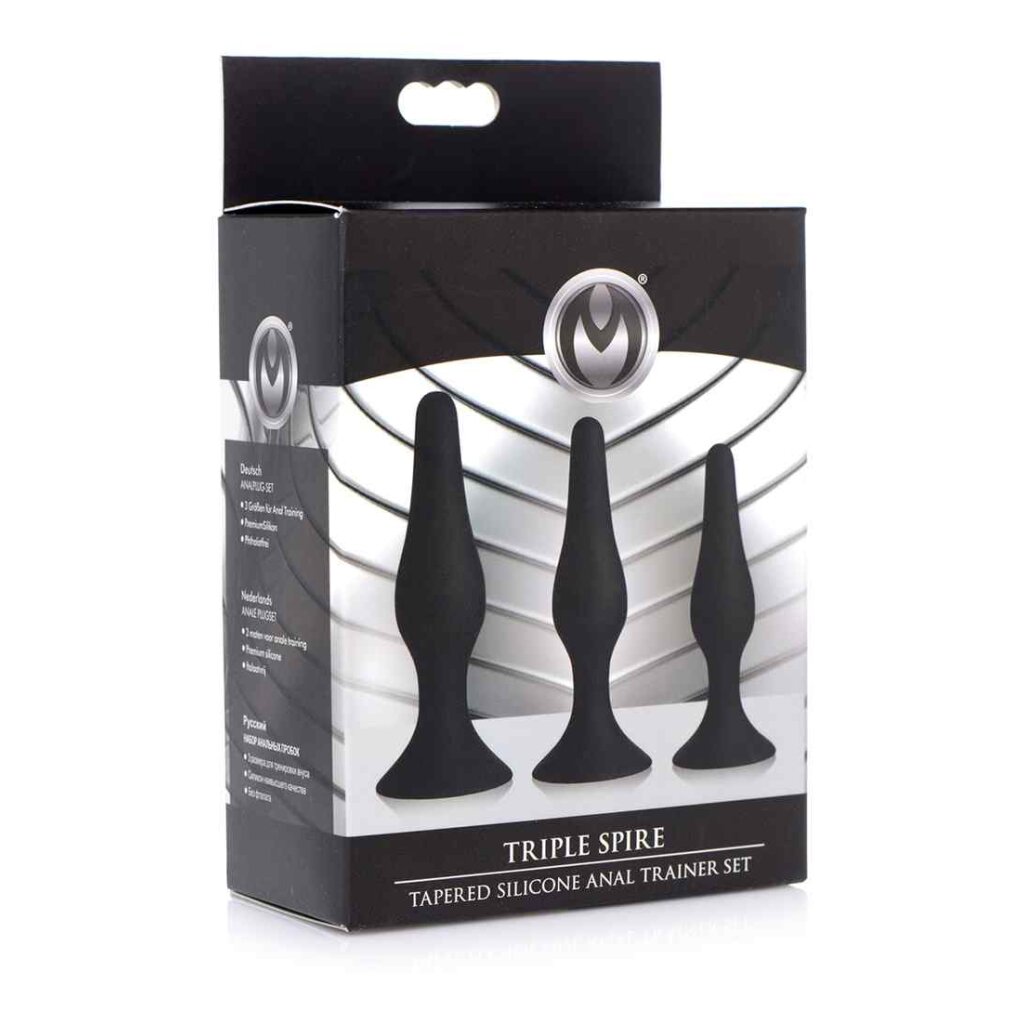 Triple Spire Tapered Silicone Anal Trainer Set of 3 - Black