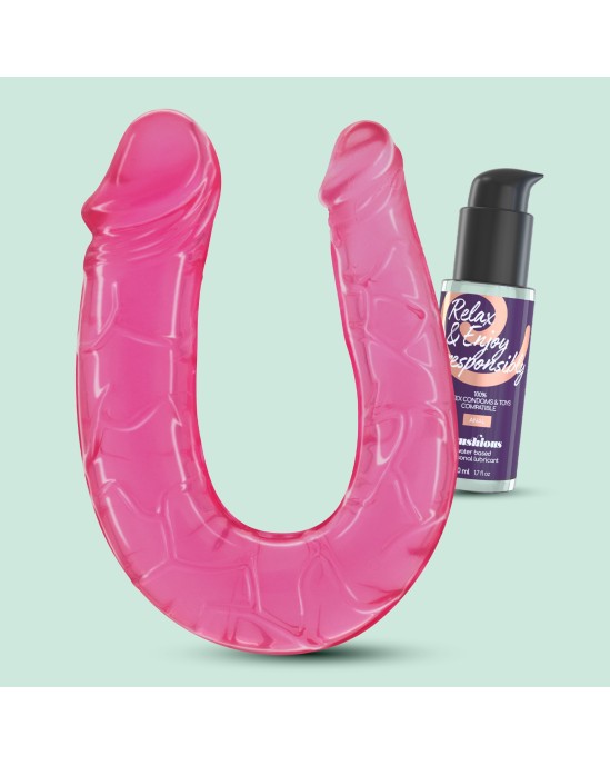 Crushious DEEP DIVER DUBULTAIS DILDO AR ANĀLO LUBRIKANTU 50 ml ROZĀ