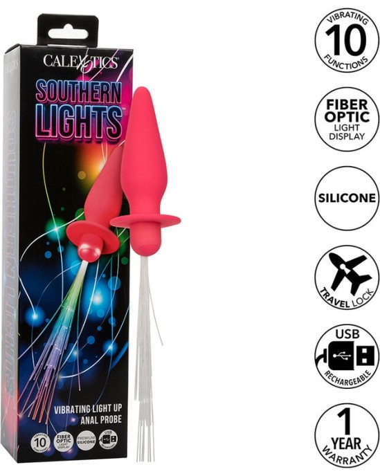 Calexotics SOUTHERN LIGHTS LIGHT UP ANAL PLUG 10 VIBRATIONS SILICONE PINK