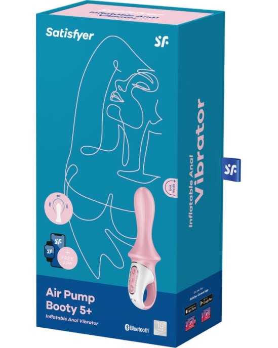 Satisfyer Connect SATISFYER - AIR PUMP BOOTY 5+ INFLATABLE ANAL VIBRATOR PINK