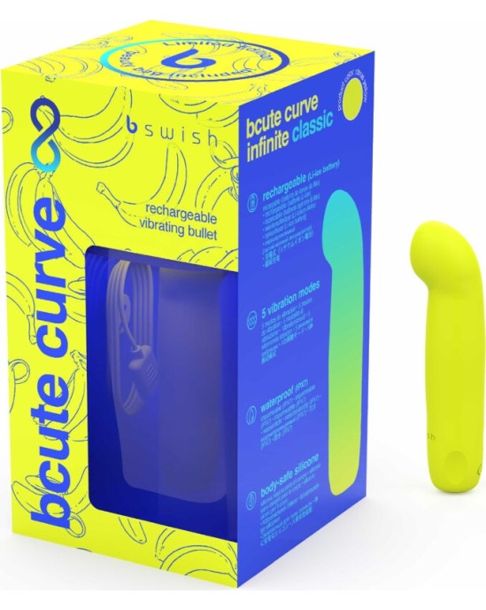 B Swish BCUTE CURVE INFINITE CLASSIC LIMITED EDITION RECHARGEABLE SILICONE VIBRATOR YELLOW