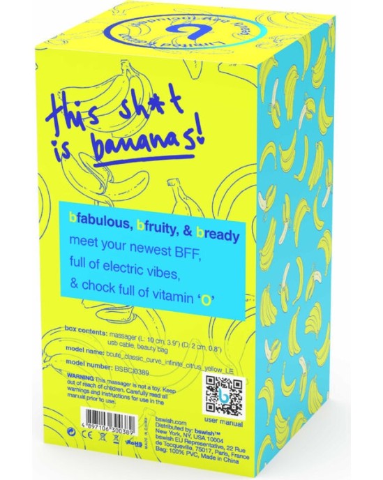 B Swish BCUTE CURVE INFINITE CLASSIC LIMITED EDITION RECHARGEABLE SILICONE VIBRATOR YELLOW