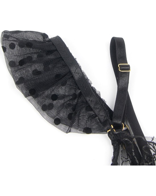 Subblime Sets SUBBLIME - 957483 LACE BRA AND GARTER SET BLACK S/M