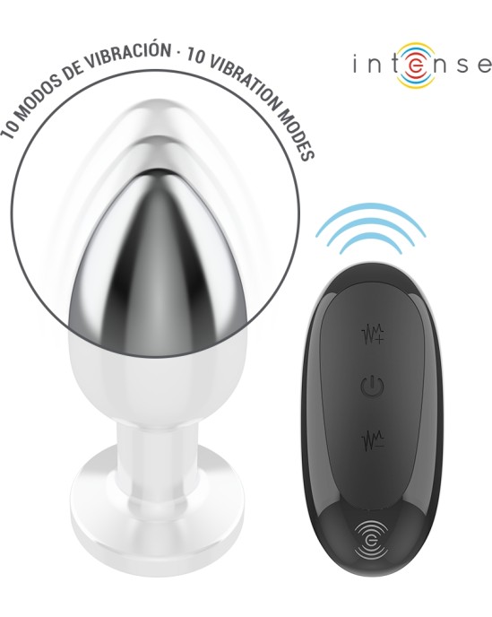 Intense Anal Toys INTENSE - ANAL PLUG 10 VIBRATIONS METAL WITH REMOTE CONTROL L