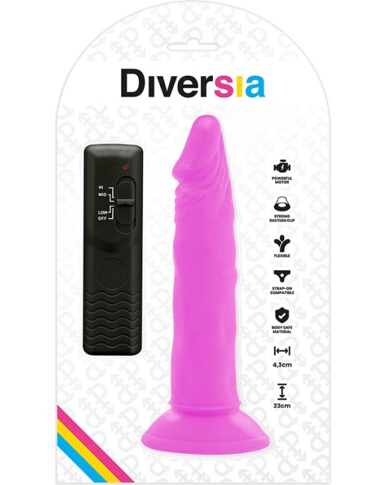 Diversia FLEXIBLE VIBRATING DILDO PURPLE 23 CM -O- 4.3 CM