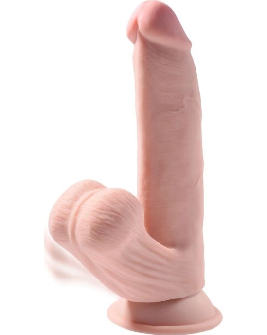King Cock Plus KING COCK - PLUS 3D DILDO SWINGING BALLS 24.5 CM LIGHT SKIN
