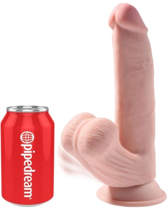 King Cock Plus KING COCK - PLUS 3D DILDO SWINGING BALLS 24.5 CM LIGHT SKIN
