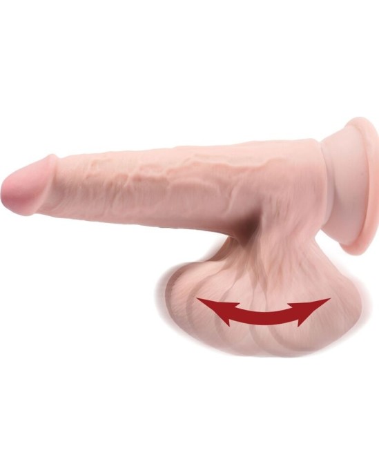 King Cock Plus KING COCK - PLUS 3D DILDO SWINGING BALLS 24.5 CM LIGHT SKIN