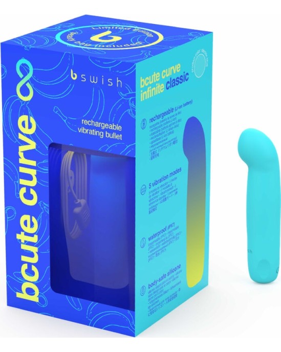 B Swish BCUTE CURVE INFINITE CLASSIC LIMITED EDITION BLUE SILICONE RECHARGEABLE VIBRATOR