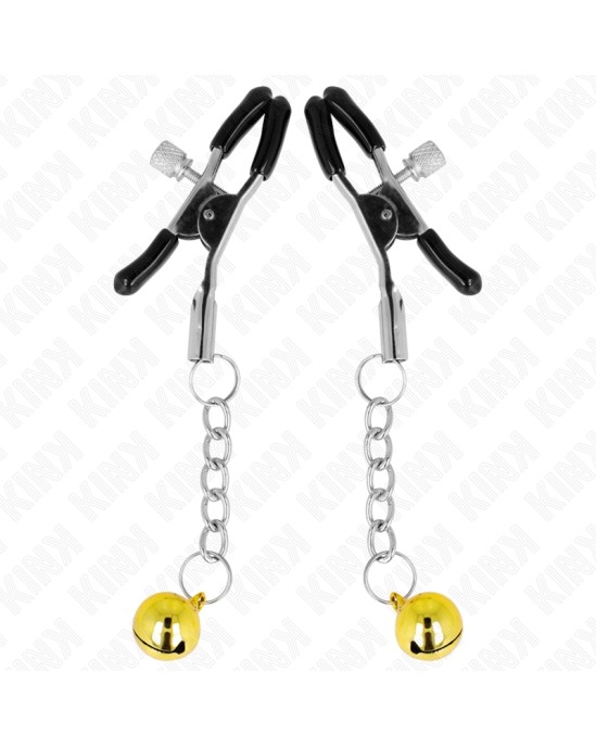 Kink Nipple Grip KINK - GOLD JINGLE BELL PENDANT NIPPLE CLAMPS 6 CM