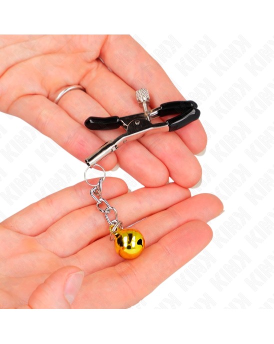Kink Nipple Grip KINK - GOLD JINGLE BELL PENDANT NIPPLE CLAMPS 6 CM