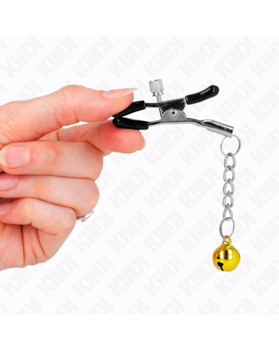 Kink Nipple Grip KINK - GOLD JINGLE BELL PENDANT NIPPLE CLAMPS 6 CM
