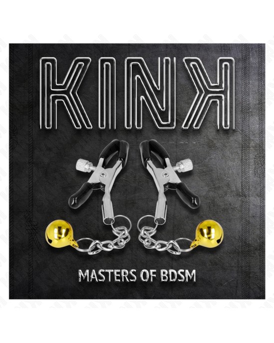 Kink Nipple Grip KINK - GOLD JINGLE BELL PENDANT NIPPLE CLAMPS 6 CM