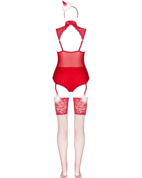 Livco Corsetti Sets LIVCO CORSETTI FASHION - LIMPID SNOWFLAKES LC 90604 BODY + STOCKINGS + CHRISTMAS HEADBAND L/XL
