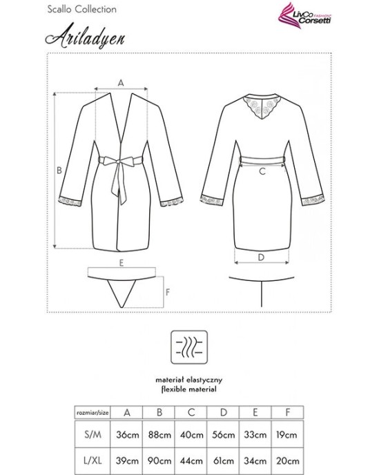 Livco Corsetti Sets LIVCO CORSETTI FASHION - ARILADYEN LC 90568 DRESSING GOWN + PANTY BLACK L/XL