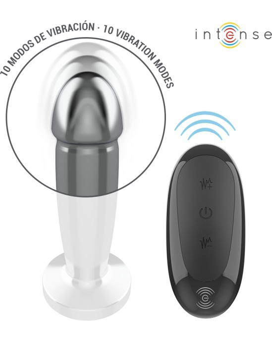Intense Anal Toys INTENSE - ANAL PLUG 10 VIBRATIONS METAL DILDO WITH REMOTE CONTROL S