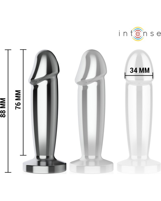 Intense Anal Toys INTENSE - ANAL PLUG 10 VIBRATIONS METAL DILDO WITH REMOTE CONTROL S