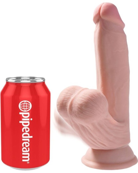 King Cock Plus KING COCK - PLUS 3D DILDO SWINGING BALLS 15.2 CM LIGHT SKIN