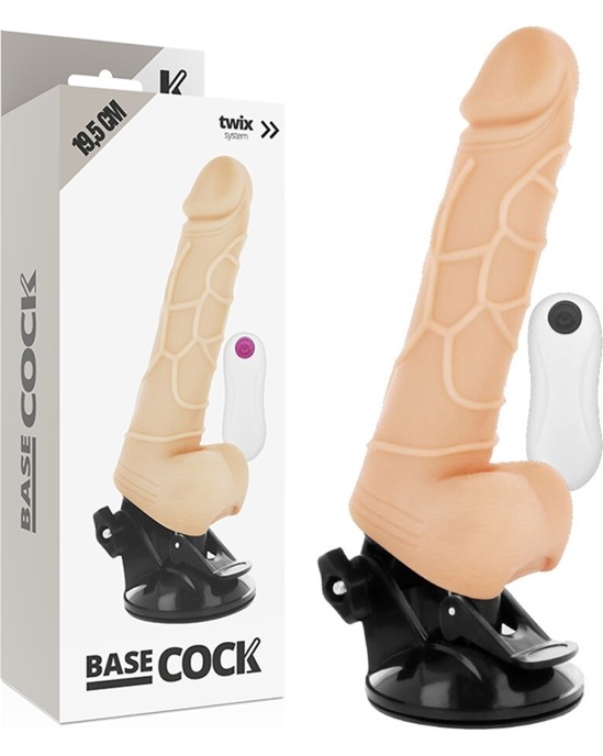 Basecock REALISTIC VIBRATOR REMOTE CONTROL NATURAL WITH TESTICLES 19.5 CM -O- 4 CM