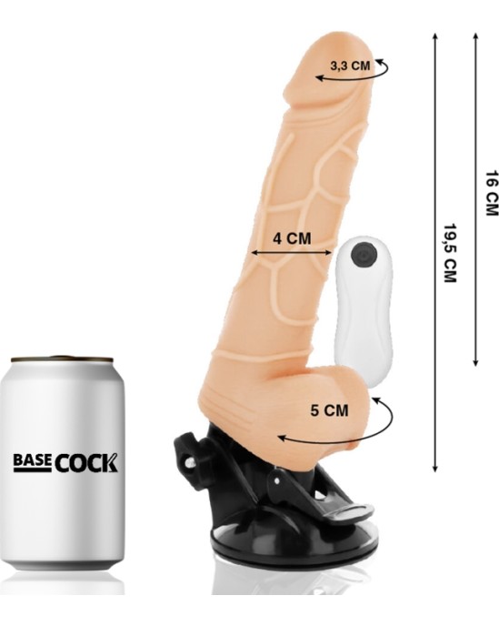 Basecock REALISTIC VIBRATOR REMOTE CONTROL NATURAL WITH TESTICLES 19.5 CM -O- 4 CM