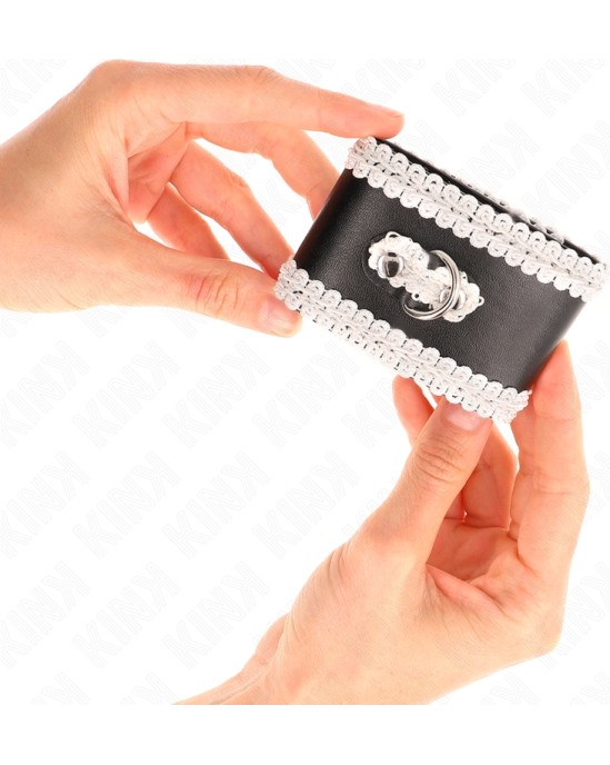 Kink Wrist Restraint KINK - BLACK WRIST RESTRAINTS WITH WHITE DECORATE LACE ADJSUTABLE 20-23 CM X 5.5 CM