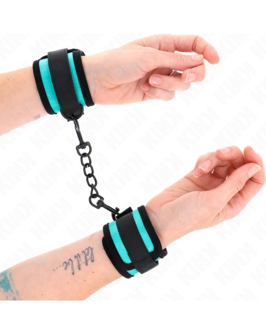 Kink Wrist Restraint KINK - HOOK AND LOOP NYLON BIND WRIST RESTRAINTS BLACK-BLUE ADJUSTABLE 18-32 CM X 5 CM