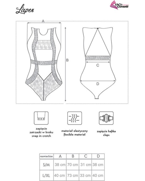 Livco Corsetti Bodies LIVCO CORSETTI FASHION - LIXPEN LC 90612 BODY BLACK L/XL