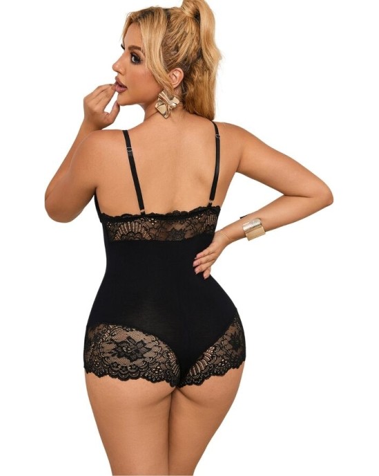 Subblime Bodies SUBBLIME - BLACK FLORAL LACE DETAIL TEDDY L/XL