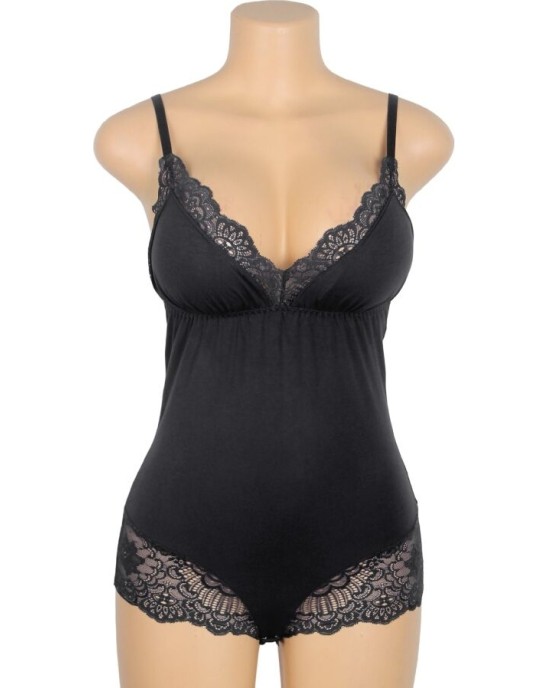 Subblime Bodies SUBBLIME - BLACK FLORAL LACE DETAIL TEDDY L/XL