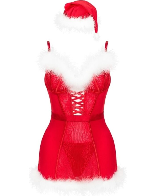 Livco Corsetti Sets LIVCO CORSETTI FASHION - AGETHE LC 90607 CHEMISE + THONG + CHRISTMAS HAT L/XL
