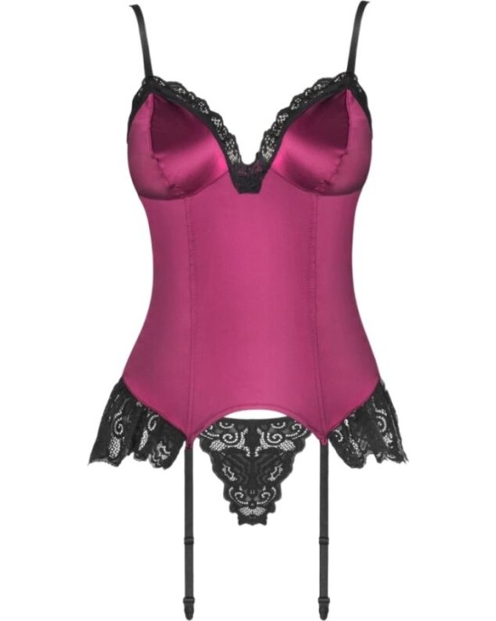 Livco Corsetti Sets LIVCO CORSETTI FASHION - AGRAFENA CF 90436 CORSET + THONG BURGUNDY S/M