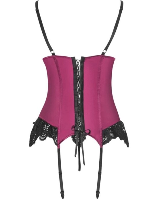 Livco Corsetti Sets LIVCO CORSETTI FASHION - AGRAFENA CF 90436 CORSET + THONG BURGUNDY S/M