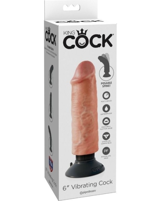 King Cock 15.24 CM VIBRATING COCK FLESH