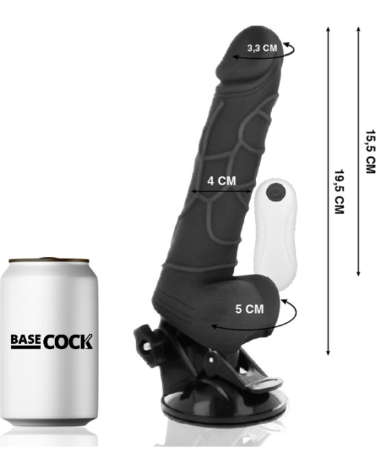 Basecock REALISTIC VIBRATOR REMOTE CONTROL BLACK WITH TESTICLES 19.5 CM -O- 4 CM