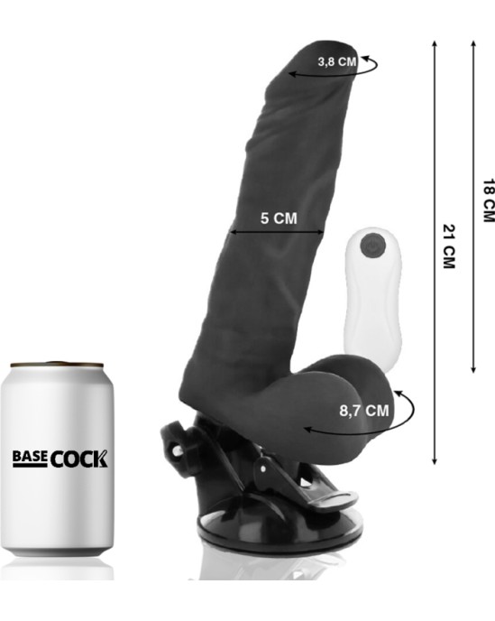 Basecock VIBRADOR ARTICULABLE CONTROL REMOTO NEGRO 21 CM -O- 5 CM