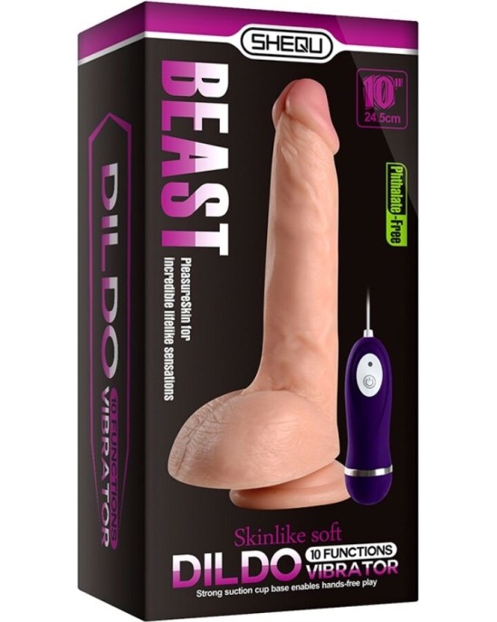 Shequ BEAST VIBRATING DILDO WITH REMOTE CONTROL 24.5 CM