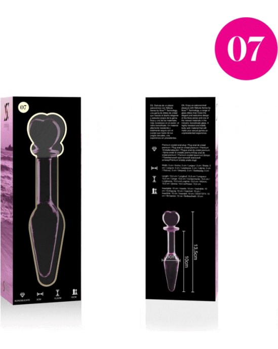 Nebula Series By Ibiza MODEL 7 ANAL PLUG BOROSILICATE GLASS PINK 13.5 CM -O- 3 CM