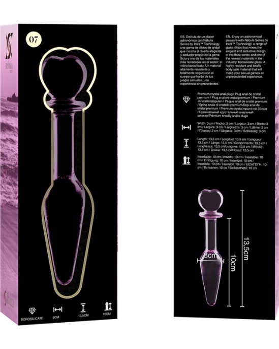Nebula Series By Ibiza MODEL 7 ANAL PLUG BOROSILICATE GLASS PINK 13.5 CM -O- 3 CM