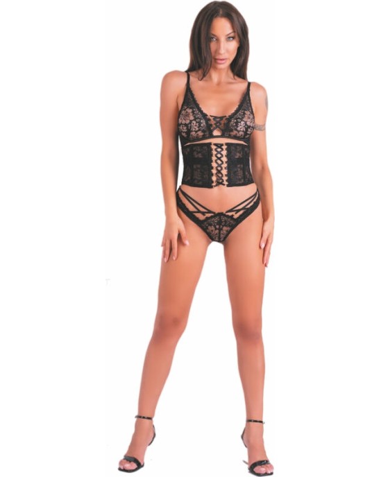 Livco Corsetti Sets LIVCO CORSETTI FASHION - CINEX ATLANTIN LC 90704 THREE PIECES SET BLACK L/XL