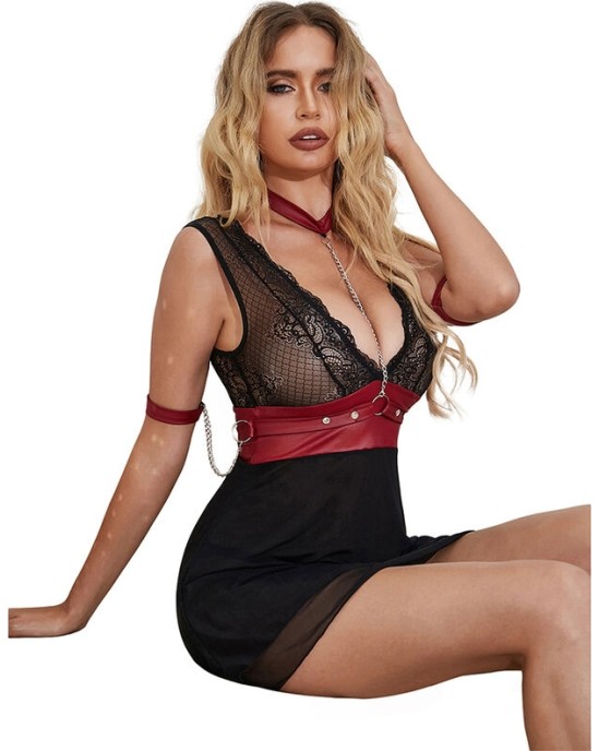 Subblime Dresses SUBBLIME - 954437 LACE BONDAGE DRESS BLACK L/XL