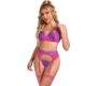 Subblime Sets SUBBLIME - 955359 SET OF BRA WITH LACE AND GARTER LINKS PINK AND PURPLE S/M