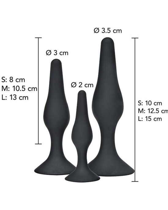 Toyjoy ANAL PLAY CURVY COMPANIONS ANAL PLUG 3 PIECES BLACK