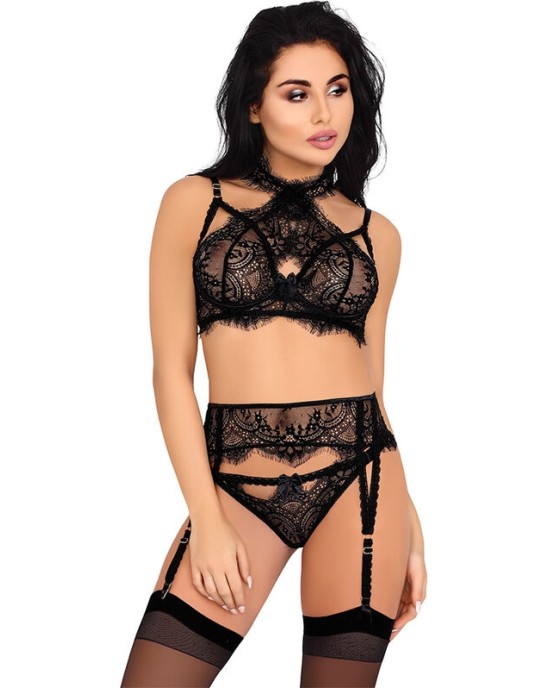 Livco Corsetti Sets LIVCO CORSETTI FASHION - MAJALESA LC 90526 BRA + GARTER BELT + PANTY BLACK