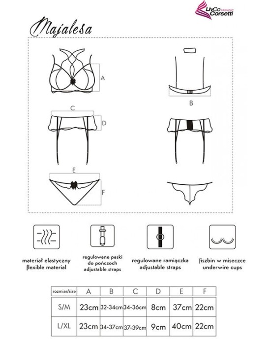 Livco Corsetti Sets LIVCO CORSETTI FASHION - MAJALESA LC 90526 BRA + GARTER BELT + PANTY BLACK