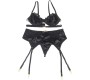 Subblime Sets SUBBLIME - SET OF 3 PIECES BRA + THONG + LACE GARTER BLACK S/M