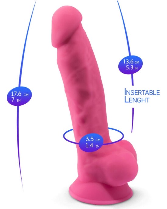 Silexd MODEL 1 REALISTIC PENIS PREMIUM SILICONE SILEXPAN FLUORESCENT PINK 17.5 CM