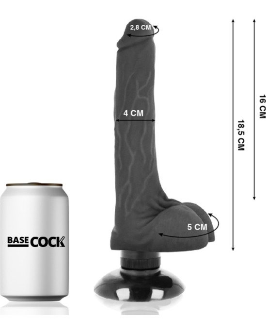 Basecock REALISTIC VIBRATOR 2-1 BLACK 18.5 CM -O- 4 CM