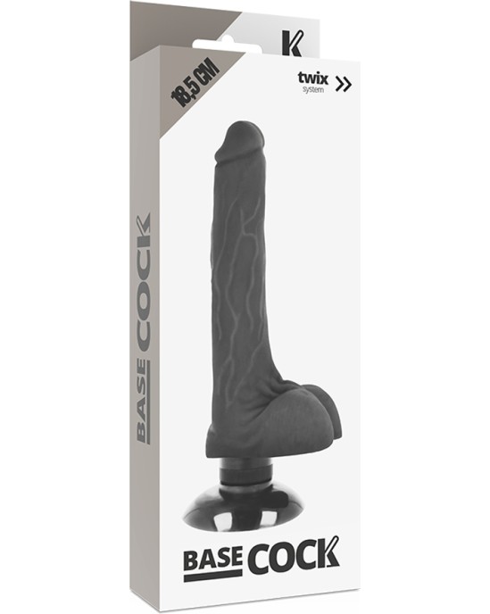 Basecock REALISTIC VIBRATOR 2-1 BLACK 18.5 CM -O- 4 CM