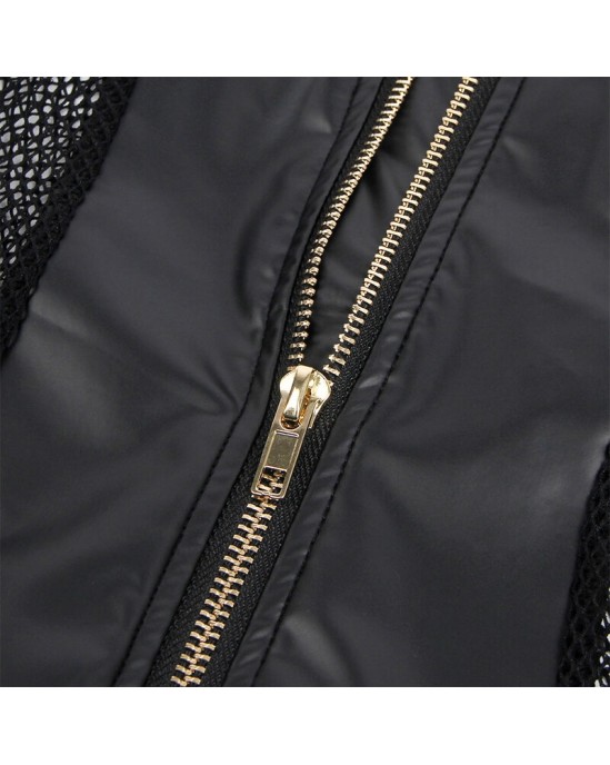 Subblime Dresses SUBBLIME - 954451 SEXY MESH DRESS LEATHER BLACK L/XL