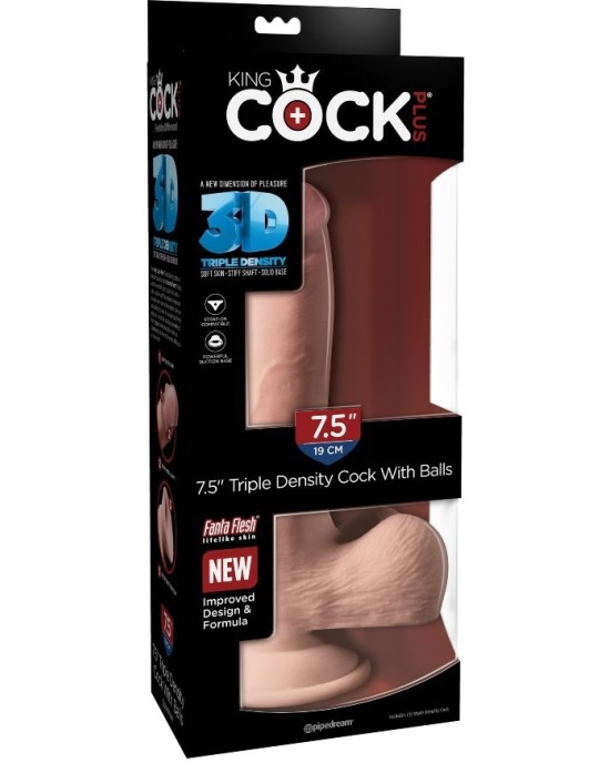 King Cock Plus KING COCK - TRIPLE DENSITY DILDO 19 CM